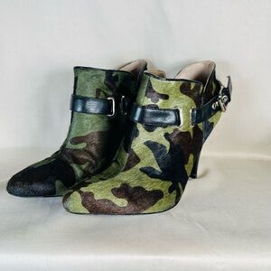 Nine West Green and Black Camouflage Heeled Boots